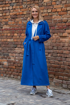 Демисезонное синее пальто прямого силуэта Azzara 3130В - фото 1