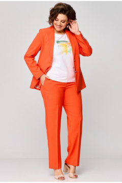 Деловой костюм 2-ка с удлиненным жакетом и классическими брюками БелЭльСтиль 866-2_99_22+596-2_79_22 оранжевый - фото 4