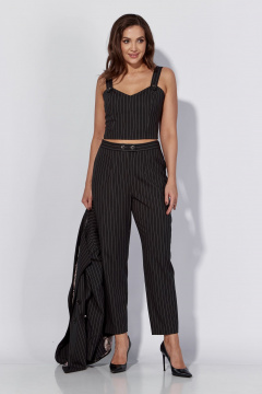 Женский облегающий топ из текстиля с широкими бретелями Luna 183   тёмный_графит - фото 3