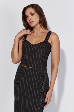 Женский облегающий топ из текстиля с широкими бретелями Luna 183   тёмный_графит - фото 2