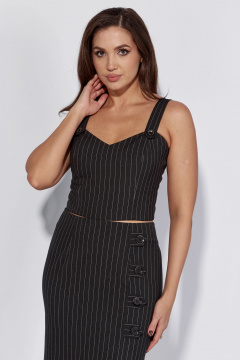 Женский облегающий топ из текстиля с широкими бретелями Luna 183   тёмный_графит - фото 1