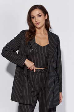 Классический костюм жакет и брюки с кулисой на талии Luna 182 тёмный_графит - фото 3