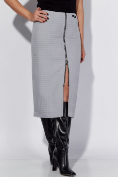 Демисезонный костюм с бомбером и юбкой в стильном минимализме Luna 181 серый - фото 5