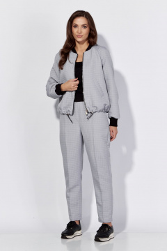 Демисезонный женский костюм бомбер и брюки с вышивкой Luna 180 серый - фото 5