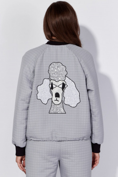 Демисезонный женский костюм бомбер и брюки с вышивкой Luna 180 серый - фото 4