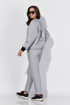 Демисезонный женский костюм бомбер и брюки с вышивкой Luna 180 серый - фото 3