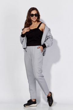 Демисезонный женский костюм бомбер и брюки с вышивкой Luna 180 серый - фото 2