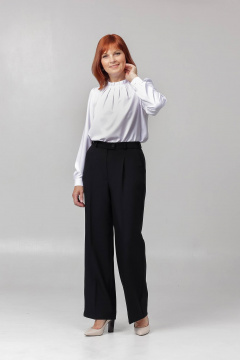 Деловая женская блуза с мягкими складками и классическими деталями Соджи 594 белый - фото 4