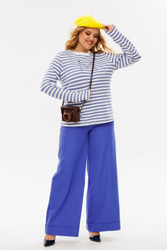 Комплект брюк и лонгслива из хлопкового трикотажа Michel chic 1392 голубой_полоска - фото 5