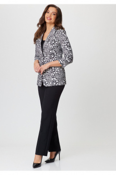 Деловой двойка жакет из хлопковой ткани и классические брюки БелЭльСтиль 203-2_83_22+596-2_79_22 камушки+черный - фото 3