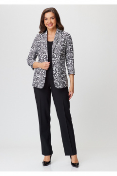 Деловой двойка жакет из хлопковой ткани и классические брюки БелЭльСтиль 203-2_83_22+596-2_79_22 камушки+черный - фото 1