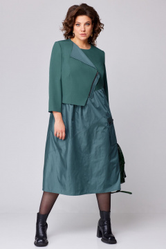 А-образное платье с имитацией косухи и сборкой Мишель стиль 1209 полынь - фото 2