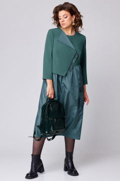 А-образное платье с имитацией косухи и сборкой Мишель стиль 1209 полынь - фото 4