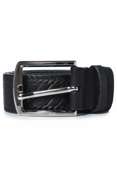 Классический кожаный ремень с тиснением и пряжкой Galanteya 5423.23с161к45 2р черный - фото 1