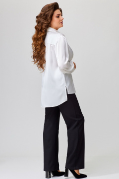 Деловой комплект блуза брюки из текстильной ткани Fita 1791 черно-белый - фото 5