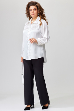 Деловой комплект блуза брюки из текстильной ткани Fita 1791 черно-белый - фото 4