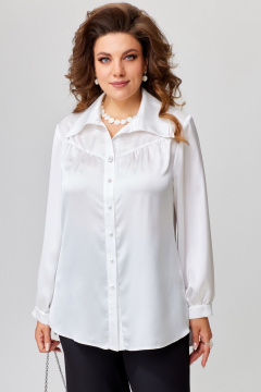 Деловой комплект блуза брюки из текстильной ткани Fita 1791 черно-белый - фото 3