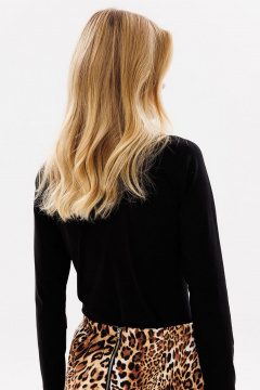 Круглогодичная черная водолазка с аппликацией из страз GO F1020/40-02. 164-170 - фото 2