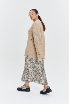 Атласная юбка миди с резинкой и трапециевидным силуэтом Anastasia 1151 платина - фото 2