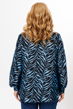 Демисезонная синяя блузка из шифона с завязками BRELA 2373.1 принт_зебра - фото 3