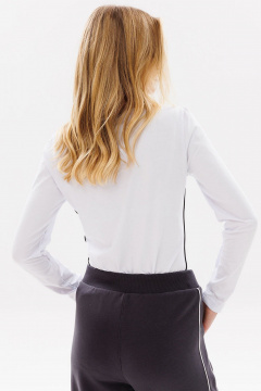 Круглогодичный белый лонгслив из трикотажа с вышивкой GO F1021/01-01. 164-170 - фото 4