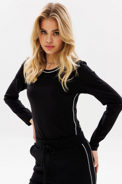 Круглогодичный черный лонгслив с кантами и облегающим силуэтом GO F1021/40-02. 164-170 - фото 1