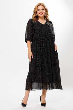 Платье в горошек с сборкой по переду и рукавом летучая мышь BRELA 2351.1 горошек - фото 1