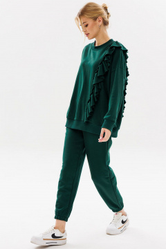 Костюм из трикотажа с воланом и логотипом в стиле спорт-шик GO F3043/25-02.170-176 - фото 2