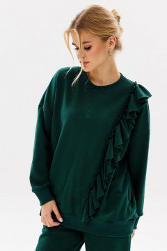 Свитшот oversize с воланом и вышивкой в стиле спорт-шик GO F4043/25-02.170-176 - фото 1