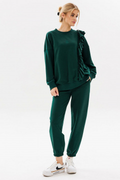 Свитшот oversize с воланом и вышивкой в стиле спорт-шик GO F4043/25-02.170-176 - фото 3