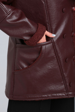 Коричневая короткая дубленка из искусственного меха и экокожи Celentano 2074.1 шоколад - фото 4