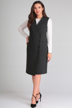 Платье серое полуприлегающее без рукавов на молнии LeNata 16446 темно-серый - фото 2