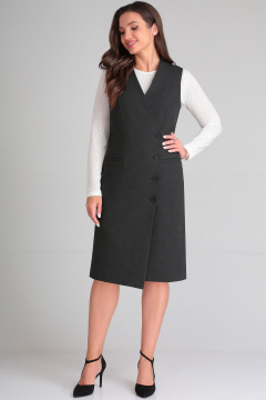 Платье серое полуприлегающее без рукавов на молнии LeNata 16446 темно-серый - фото 1