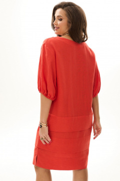 Красное летнее платье с крупными складками и разрезами MALI 424-013 красный - фото 4