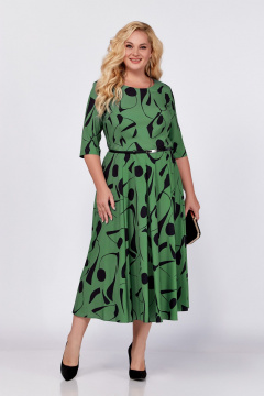 Платье из струящейся ткани с рельефами и поясом Swallow 766 - фото 1