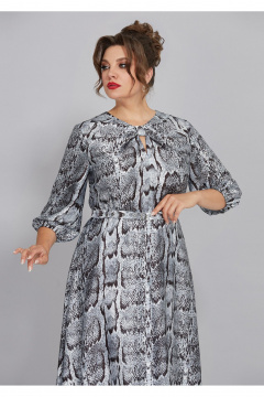 Платье из принтованного атласа с резинкой и бантами Mira Fashion 5441 - фото 2