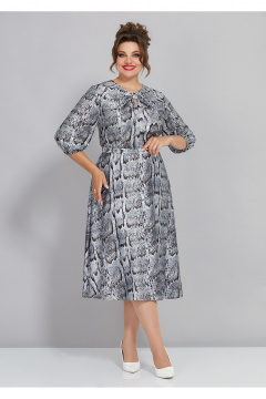 Платье из принтованного атласа с резинкой и бантами Mira Fashion 5441 - фото 1