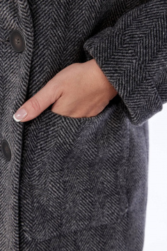 Пальто свободного кроя из пальтовой ткани Диомант 1999 темно-серый - фото 4