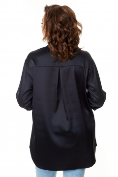 Рубашка из атласа с воротником-стойкой и рукавами-трансформерами Abbi 4044 черный - фото 2