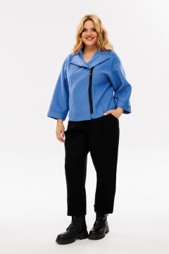 Повседневный костюм из трикотажа: укороченный жакет и брюки Michel chic 1357 голубой/черный - фото 4