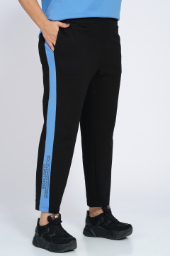 Костюм из трикотажа: футболка и зауженные брюки с лампасами Пинск-Стиль 159 голубой+черный - фото 3