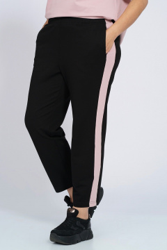 Костюм из трикотажа: футболка и брюки с лампасами для спорта Пинск-Стиль 159 пыльная роза+черный - фото 4