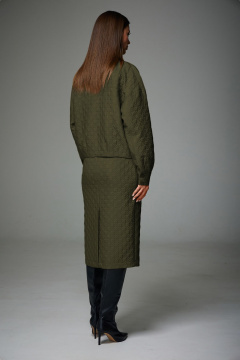 Комплект из жакета и юбки с объемными деталями и наклонными карманами N.O.W. 1305-1 хаки - фото 2