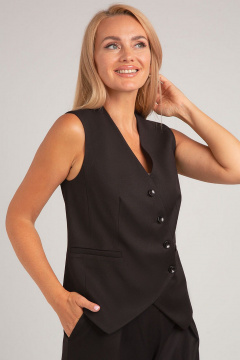Асимметричный жилет двубортный с V-образным вырезом и подкладкой IVARI 207 черный - фото 3