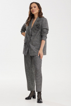 Элегантный комплект из удлиненного жакета и брюк из мягкой костюмной ткани Магия моды 2462 серый - фото 4