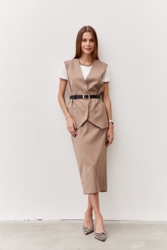 Кэжуал джемпер из трикотажа с хлопком Luitui R5071 молочный/капучино - фото 2