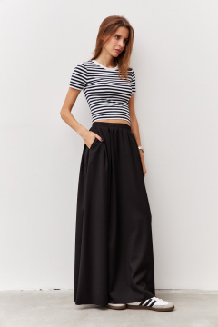 Классическая макси юбка в складку с карманами Luitui R2071 черный - фото 3