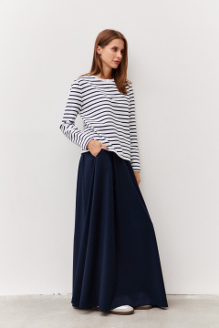 Макси юбка из костюмной ткани с карманами Luitui R2071 темно-синий - фото 4
