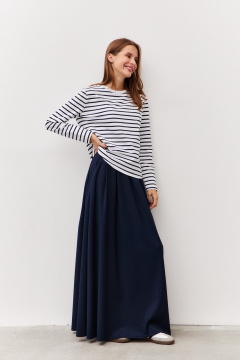 Макси юбка из костюмной ткани с карманами Luitui R2071 темно-синий - фото 3