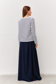 Макси юбка из костюмной ткани с карманами Luitui R2071 темно-синий - фото 2